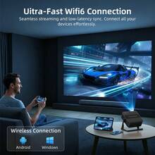 AOC Smart Projector with WiFi and Bluetooth, Mini Portable Home Theater Projector, Outdoor & Bedroom Projector, Native 1080P Support 4K Video Decoding, Android 13.0 Auto Focus, Audio with 40.5W Powerful Speaker, 4-Point Keystone - Schwarz - Übersicht 3