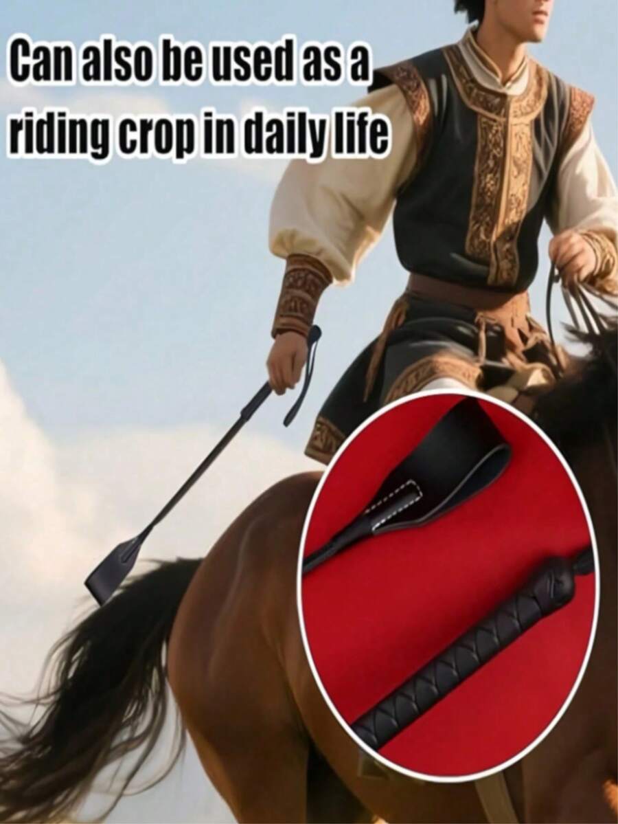 1pc Equestrian Riding Crop, Non-Slip Handle With Wrist Strap, Durable Horse Whip For Horse Training And Riding - Black - View 1