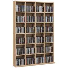 Multimedia-opbergkast voor 456 cd's/336 dvd's - houten boekenkast met verstelbare planken, 89 x 130,5 cm, naturel hout - A - Bekijken 1