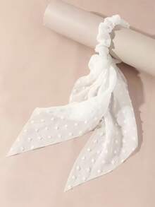 1pc Women's Simple & Elegant White Ribbon Hair Scrunchie, Suitable For Daily, Hair Accessories - White - View 8