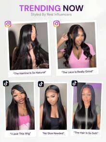 MEGALOOK 13x6 Glueless Lace Front Wig, Silky Straight Natural Black, 100% Human Hair, Breathable Cap With Drawstring, Pre-Cut Lace, Ear To Ear Shape, Pre-Plucked Hairline, Pre-Bleached Part, No Parting, 10-30 Inches, Ready To Wear - SNatural - View 3