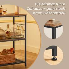SONGMICS Küchenregal mit Arbeitsfläche, Mikrowellenständer, mit Stahlrahmen, braun-schwarz - Braun-Schwarz - Übersicht 5