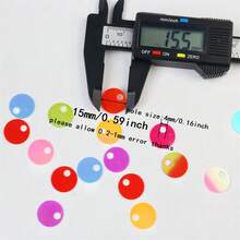 210pcs 15mm Large Hole Flat Round Metallic Glitter Pvc Silver Base AB Color Sequins Large Hole Loose Shiny Sequin Paillettes Spangles Applique Bulk For Sewing Making Crafts Embroidery Clothes Dresses Garment Diy - 20 Grams - View 3