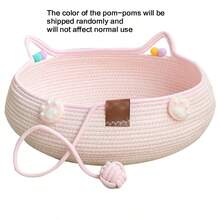 Handmade Instinct Cat Basket, 2026 New 14/16/18 Inch Stimulating Cat Bed, With Cat Ear Handle, Cotton Rope Cat Basket Bed Ball Rope, Indoor Use, Suitable For All Cats - Multicolor - View 16