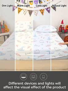 1pc Halloween & Thanksgiving Ghost Pumpkin Print Fitted Sheet, Silent Non-Slip, Machine Washable, Durable & Easy Care, All Season, Suitable For Multiple Bed Sizes, Home, Dorm, Apartment, Guest Room, Rental, Bedroom Decor & Holiday Gift - Multicolor - View 8