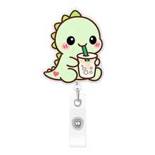 1pc Dinosaur Pattern Retractable Badge Reel, Acrylic Easy-Pull Retractable ID Card Holder, Suitable For Nurses, Workers, Doctors, Registered Nurses, Nursing Assistants, Fun Badge Design, Durable Badge Clip, 2D Flat - A - View 15