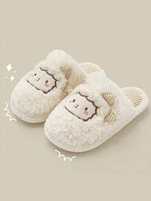 Women's Cartoon Slippers, Autumn/Winter, Hollow EVA, Soft, Versatile, Casual, Flat - White - View 7