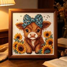 1 Set Printed Cross Stitch Garden Gnome & Sunflower Full Material Kit 11CT Beginner Friendly DIY Door Sign Vintage Entryway Home Decor - Multicolor - View 8