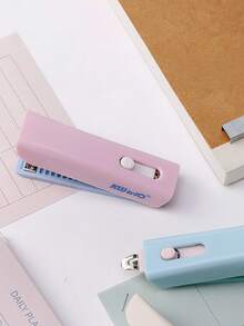 1pc Mini No.10 Stapler, Foldable Portable Stapler, Compact Pocket Size, Suitable For Test Papers, Notes, Receipts, Documents, Office, Student Learning, Home Use - Multi Colors - View 2