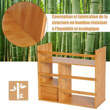 Estante, Escrivaninha, Biblioteca, Organizador de Armazenamento, Escritório, Cozinha, Banheiro, Madeira de Bambu Natural - A - Ver 9