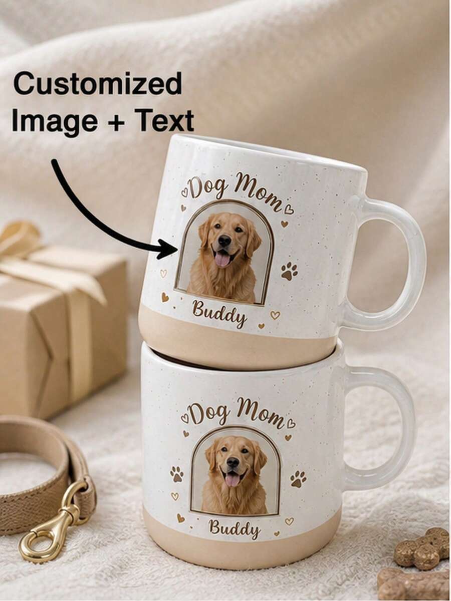 1pc Customized Mug, Personalized Coffee Cup, Customized Anniversary Mug, Valentine's Day Gift, Anniversary Gift, Graduation Gift, Mother's Day Gift, Suitable For Anniversary, Valentine's Day, Mother's Day, Birthday, Father's Day, Graduation, Wedding - White - View 1
