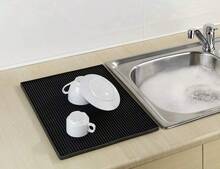 Flexible TPR Dish Drying Mat, Functional Kitchen Draining Surface For Daily Tableware Placement - Black - View 2