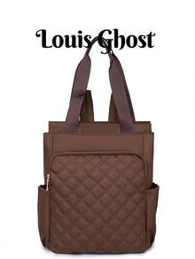 Mochila de gran capacidad de unicolor y multifunción para mujer, mochila minimalista casual para estudiantes, bolso de hombro de estilo universitario simple, adecuada para la escuela, la universidad, la escuela secundaria, los desplazamientos, la oficina y otras ocasiones - Marrón - Ver 2