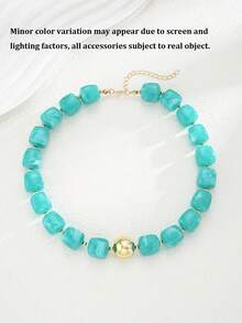 (Random Bead Color) 1pc Fashion Bohemian Style Colorful Beaded Necklace For Women, Couples, Sisters, Summer Vacation, Dating, Gift, Daily Casual, Party, Wedding - 1 Item - View 4