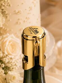 1pc Personalized Customized Stainless Steel Champagne Short Bottle Stopper, Customizable Text & Name Prosecco Sparkling Wine Sealing Cap With Double Ears, Fresh-Keeping Wine Pourer For Birthday Party, Wedding, Housewarming, Christmas, Kitchen, Bar (Not Suitable For Red Wine Bottles) - Multicolor - View 5