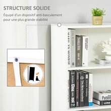Boekenkast met 4 open vakken en 2 deuren voor woonkamer en kantoor, 59x29x180 cm, wit - A - Bekijken 7