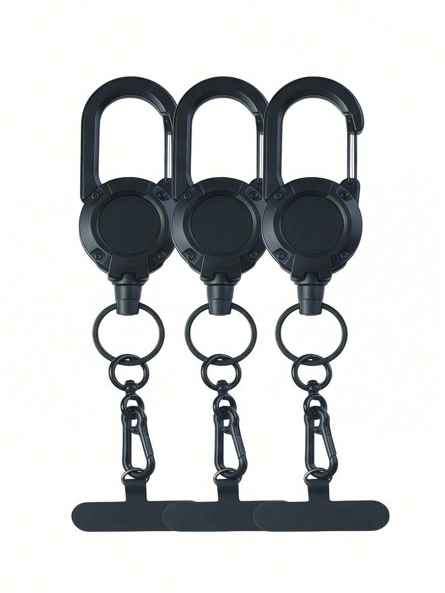 3pcs/Set Multitool Phone Lanyard With Lock Buckle Anti-Theft Anti-Loss Heavy Duty Retractable Keychain Suitable For Outdoor Travel Hiking Outdoor Hiking Thickened Backpack Wire Rope Expansion Buckle Camping Travel Essentials Bag Carabiner Keychain