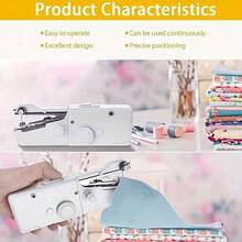 SMEGGEMS Portable Handheld Sewing Machine, Mini Wireless Electric Sewing Tool, Easy To Operate Quick Repair Sewing Machine, Suitable For Home Travel DIY, Applicable To Denim, Silk, Leather And Other Multiple Fabrics - White - View 2