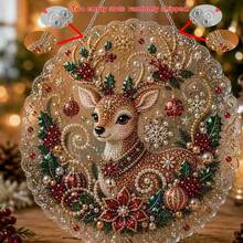 Christmas Pearl And Diamond Sunlight Capture Set, Thickened 3d Design, Diy Craft | Pre-Installed Metal Chain, Lace-Trimmed Acrylic Round Plate, 3d Mixed-Size Pearl Bead Crafts, Festive Window And Wall Decorations. - A - View 19