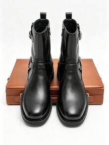 Men's Autumn/Winter Fashion Casual Boots, Non-Slip And Lightweight, Suitable For Daily Wear - Black - View 2