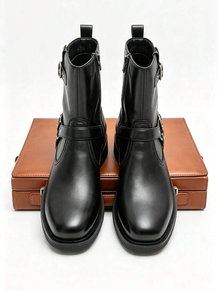 Men's Autumn/Winter Fashion Casual Boots, Non-Slip And Lightweight, Suitable For Daily Wear - Black - View 1