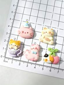 10/20/100 piezas Encantadores dijes de resina de gato crema DIY hechos a mano colgantes para llaveros accesorios para bolsos decoración - Multicolor - Ver 2