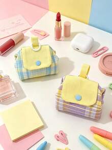 Tas Earphone Lipat Gaya Jepang 6/1 pc, Kantong Kecil Kancing Jepit Warna Kontras, Tas Penyimpanan Travel Portabel, Dapat Menyimpan Earphone, Lipstik dan Barang Pribadi Kecil, Aksesori Harian Manis untuk Gadis - MultiWarna - View 4