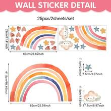 4/2pcs Stiker Dinding Pelangi Kartun Lucu, Bintang & Hati, Gaya Bohemian Stiker PVC Perekat Diri untuk Dekorasi Ruangan - Stiker Dinding Awan Meteor Pelangi - View 4