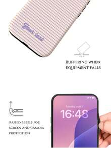 GIIPPA 1件客製化極簡條紋姓名手機殼，薄膜2合1手機保護殼，相容 iPhone 18/17、Galaxy S26 S25 S24 Ultra/Plus/Fe，畢業禮物、度假禮物、週年禮物、情人節禮物、生日禮物、婚禮禮物 - 彩色 - 查看 5