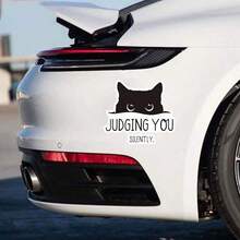 1pc Waterproof Outdoor Sticker - "Silently Judging You" Cat Design - UV Resistant, Suitable For Laptop, Water Bottle, Books, Notebooks, Phones, Cars, Bumpers, Tents, Trucks, Pickups, Windows, Helmets, Walls, Suitcases, Glass - Black - View 6