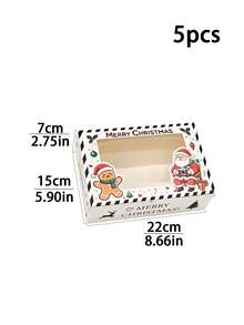 2pcs/5pcs/10pcs 2026 New Christmas Gift Box With Transparent Window | Santa Claus & Christmas Tree Print Gift Box, Holiday Striped Paper Box, Suitable For Christmas Party Decoration - View 17