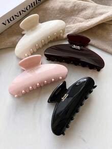 4pcs Large Hair Clips, Suitable For Thick Hair, Non-Slip Glossy French Claw Clip Set, Women's Hair Accessories Autumn Style - Multicolor - View 1