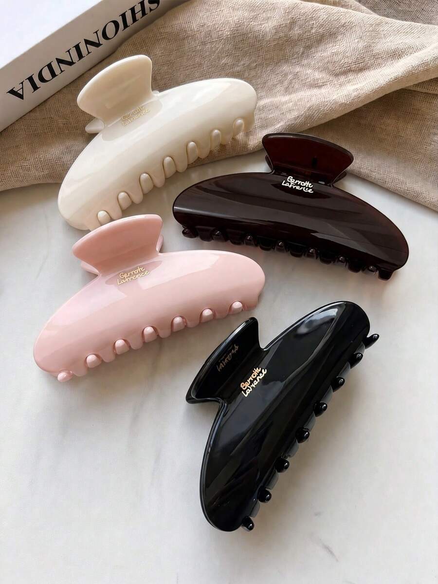 4pcs Large Hair Clips, Suitable For Thick Hair, Non-Slip Glossy French Claw Clip Set, Women's Hair Accessories Autumn Style - Multicolor - View 1