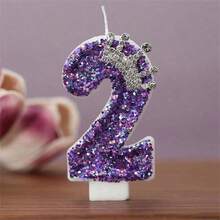 Q-Lia Rhinestone Crown Number Birthday Cake Decoration Candle - Multicolor - View 7