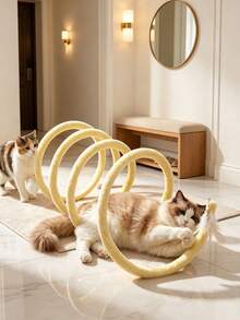 1pc Foldable Cat Tunnel, Spiral Cat Tunnel Interactive Toy For Self-Entertainment, Interactive Self-Play Training Toy, Suitable For Single Cat And Multi-Cat Households, Foldable And Easy To Store Indoor Cat Toy With Detachable Bell, No Power Required, Makes Rustling Sound, Suitable For Cats, Rabbits, Puppies, Ferrets And Other Pets, Ideal Choice And Gift For Cat Lovers - View 3