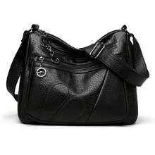 Fashion PU Leather Luxury Multi-Pocket Handbags High Quality Women's Bag Flower Embroidery Design Ladies Crossbody Shoulder Bags - Black - View 12