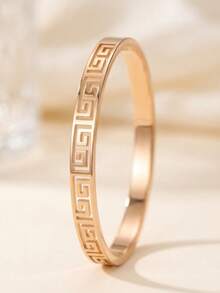 5pcs/Set Women's Open Bangles, Rotating Rhinestone, Shell Inlay, Ocean Embossed & Roman Numeral Design, Stackable Wrist Jewelry, Suitable For Daily Wear & Party - Gold - View 15