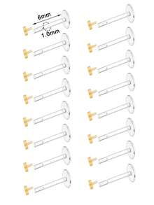 16/18G 16件組壓克力穿刺維持器套組，畢業禮物，透明彈性鼻環唇環耳飾，唇環軟骨維持器，穿刺飾品 6-12mm - Clear Industrial Barbell - 查看 20