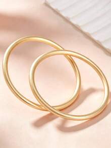 1 buah/2 buah/3 buah/6 buah Gelang Paduan Tembaga Minimalis untuk Anak Perempuan, Perhiasan Sederhana yang Dapat Ditumpuk untuk Remaja, Pemakaian Sehari-hari, Hadiah Kembali ke Sekolah - Yellow Gold - View 2
