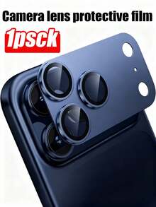 金屬邊框強化玻璃相機鏡頭保護蓋，適用於 iPhone 17 Pro/17 Pro Max/18 Pro/18 Pro Max/ (1入)，[霧面] [強黏性] 金屬邊框強化玻璃相機鏡頭蓋－深藍色 - 深藍色 - 查看 8