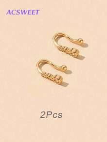 2Pcs/1Pc Exquisite Elegant Copper Gourd Shape Artificial Zirconia Simulated Nose Piercing For Women Nightclub, Party, Birthday Gift - Multicolor - View 13