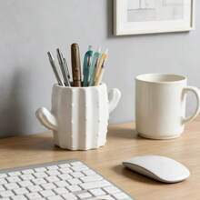 1pc Dual-Color Optional Cactus Shaped 3D Printed Pen Holder, Cute Succulent Style Desktop Pencil Organizer, Decorative Office Student Stationery Storage - Cactus - View 5