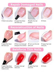 UR SUGAR 15ml Fiber Rubber Base Gel Nail Polish 1/2/3PCS Perlindungan Tahan Lama, Dapat Dilepas, Cocok untuk Kuku Patah, Memperkuat Kuku, Untuk Pemula, Manikur Rumahan, DIY Nail Art - Lapisan Dasar - View 10