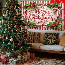1pc 2D Christmas Celebration Festive Atmosphere Decoration Polyester Backdrop, Durable And Washable Wall Banner, Room Photography Background, Photo Backdrop, Celebration Decor, No Power Required - Merry Christmas Eve - View 7
