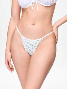 Bonmuse 1条舒适女士低腰印花丁字裤 - 白色 - 查看 4