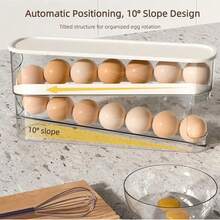 2pcs Double-Layer Rotating Egg Dispenser, Refrigerator Egg Storage Box, Automatic Egg Rack, Large Capacity Kitchen Egg Holder - View 6