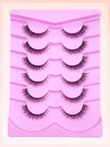 ENCHUW 6 Pairs Natural False Eyelashes Wispy Cross Eyelash With Clear Band Soft Natural Look Eye Lashes Extension - Black - View 5