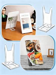 8pcs Acrylic Book Display Stand Adjustable Transparent Book Display Rack Easel Holder Suitable For Home Office Back To School Library Bookshelf Manga Collection Album CD Magazine Postcard Artwork - Multicolor - View 10