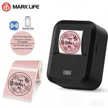 Marklife 標籤印表機 - 便攜式熱感標籤印表機，適用於產品、地址、小企業、貼紙，兼容 iOS 和 Android，包含 1 包 50*50mm（圓形）標籤（150 張/捲），節日禮物的最佳選擇 - 彩色 - 查看 13