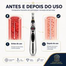 Caneta Massageadora Eletrônica Acupuntura Pontos Corporais - Prata - Visão 5